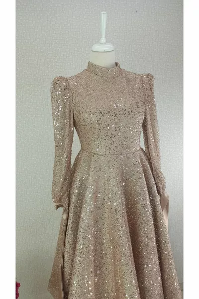  LONGUEUR AVANT SEQUIN-PIERRE BRODÉ MANCHES FIN RUBAN MIDI LONGUEUR DESIGN ROBE DE SOIRÉE QYS ROBE DE SOIRÉE #2