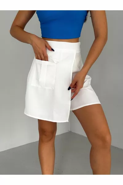 المرأة السراويل الكتان تنورة مع جيوب