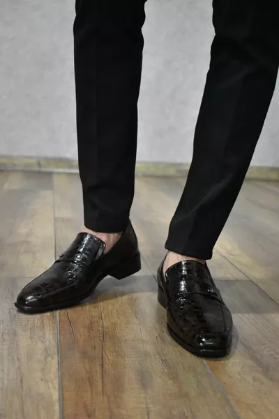 % handgemaakte bruine schoen met echt leer