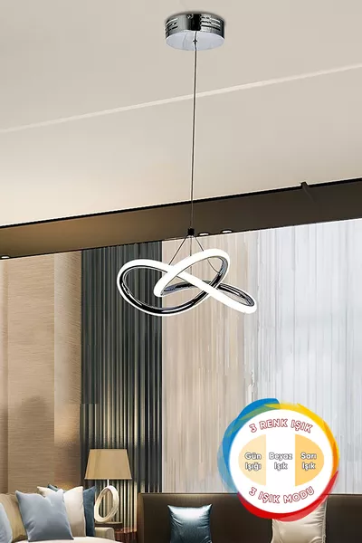 Модерен Форте Единичен Хром с 3 Цветни Осветления Светодиодна Лампа за Салон, Кухня, Стая и Коридор