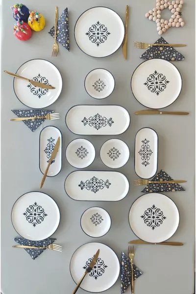 Siyah Isırgan Model 6 Kişilik  Parça Kahvaltı Takımı 1