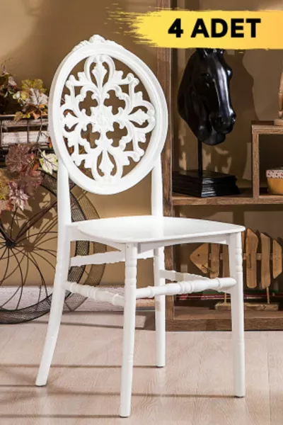 4 Venus Chairs White - Kitchen / Balcony / Garden Chair