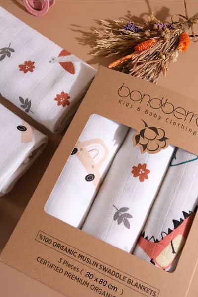 Многофункционална муселинова кърпа и одеяло 3-купи сет % памук, сертифициран по Oeko-Tex,  см