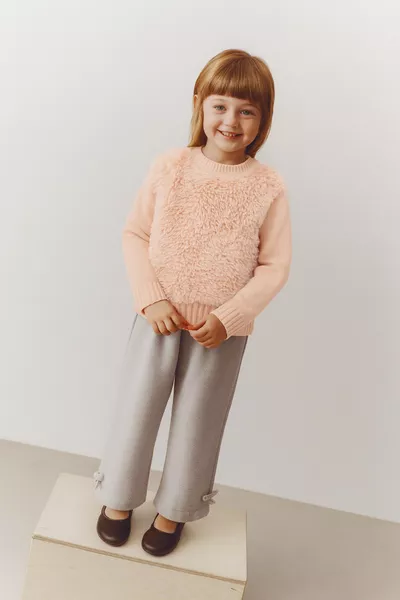Girls' Bike Neck Front Welsoft Knit Sweater