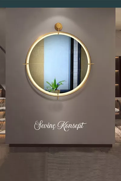 LED Smyrna Mirror GOLD * cm, * cm, * cm Decorative Wall Living Room Bathroom Makeup Mirror