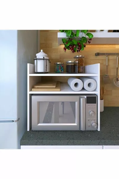 ETB Houten Witte Bovenbladplank - Oven, Magnetron Organizer - Multifunctionele plank