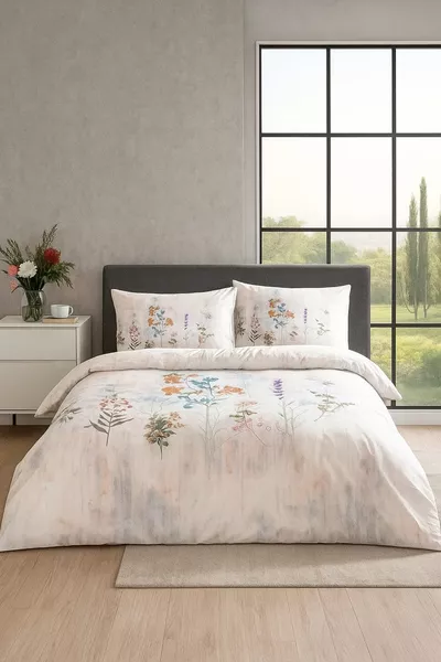 Floraison Dekbedovertrekset voor Twee Personen - Zalm