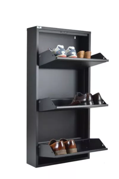 3-Tier Locked Metal Shoe Rack - Anthracite - RAL