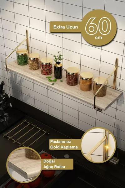 رف مطبخ كبير الحجم، رف جدار لغرفة الأطفال، رف حمام، رف غرفة دراسة، مكتبة ذهبية