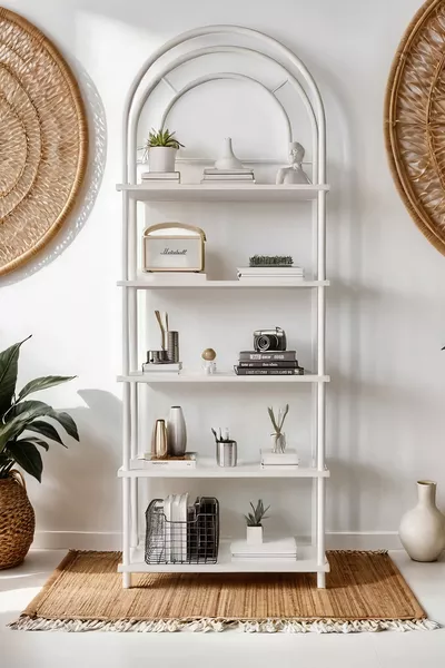 Çevir Kur Witte Boheemse Boekenkast | Multifunctioneel, 5 Planken, Decoratieve Kast Cm