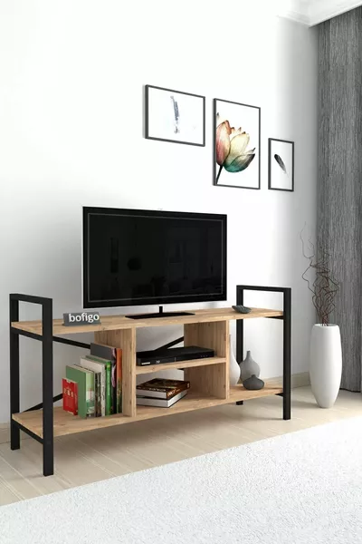 TV Stand with Shelves TV Unit Television Stand Pine