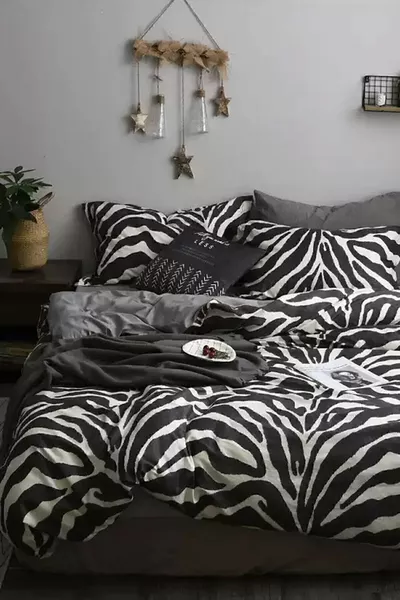 Dekbedovertrekset met Hoeslaken Tweepersoons Zebra Zwart