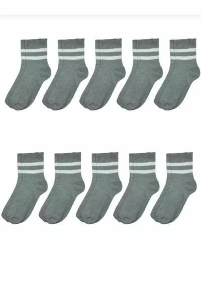 8 Paar College-Socken mit Ringen, Grau