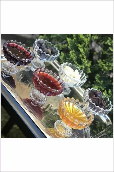 Сахарница/лакомница из кристального стекла на ножке, 6 штук/см