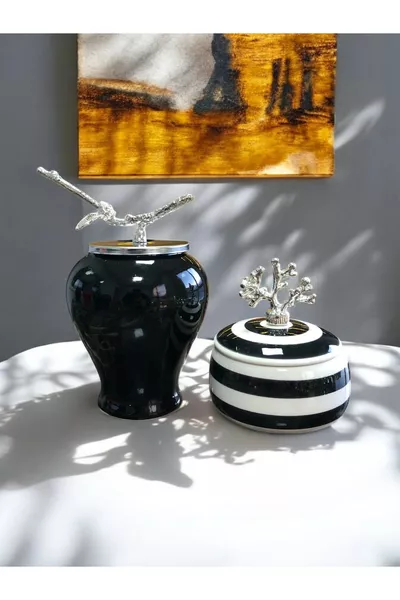 Decorative Object Silver Branched Black King Chess Piece Coral Zamac Classic Zebra Object - Feray Home