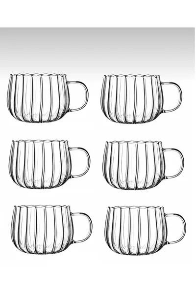 6 броя термоустойчиви боросиликатни чаши със стъкла с линии, мъниста и форма на грозде