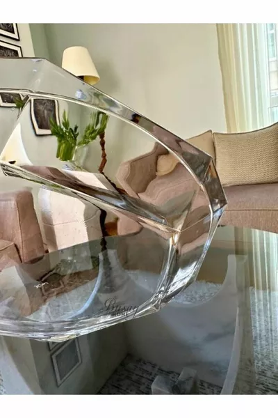 Nude Reflection Series Crystal Glass Serving Plate, Presentation Plate Crystallin