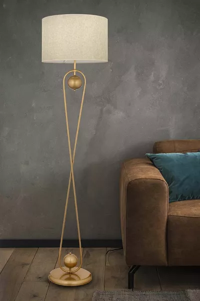 Лампа с абажур на крак Лета с изкуствено старинно покритие и метална лампица с модерен дизайн