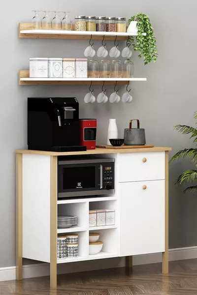 Nora Backofenschrank Mehrzweck-Schubladenecke Kaffee Korb Weiß