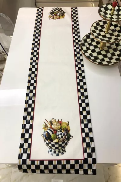 см Платно с щампа, устойчива на петна, премиум плат от полиестер, покривка за маса, пътека, миеща се