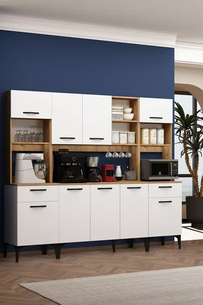 Riva Multipurpose Basket White Oven Compartment Rack with Hooks Airfry Cabinet Coffee Corner