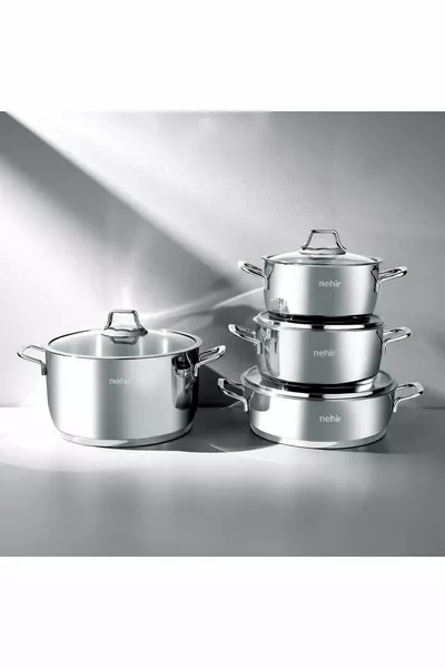 Silver Classic 8-Piece Steel Cookware Set - Gray