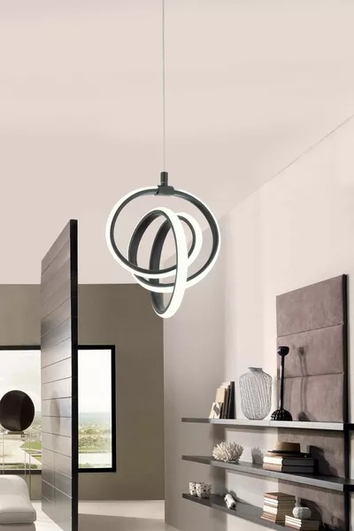 Venita Black Modern Pendant LED Chandelier White Light Living Room Kitchen Room Hall LED Chandelier