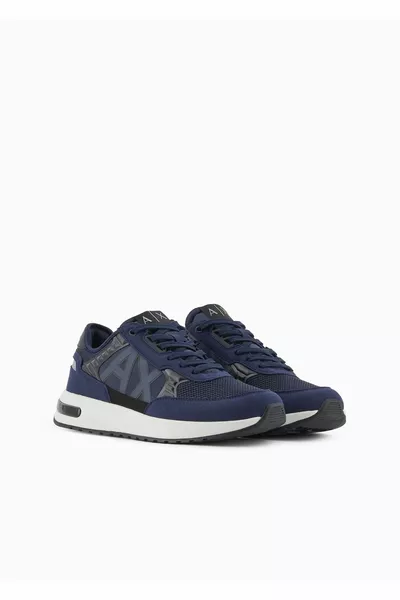 شعار العلامة التجارية للرجال مريح وحيد الدانتيل الأزرق الداكن حذاء رياضي  