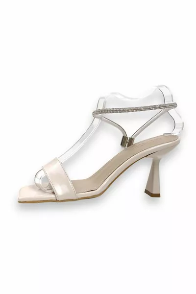 نسائي صندل شباشب جلد الغار الرقيق بالحجر وربطة عنق الكاحل 7.5 سم 