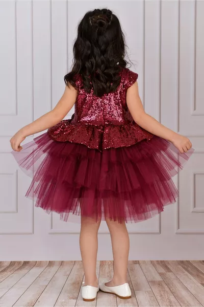 الفتيات بورجوندي عيد ميلاد تول مساء اللباس