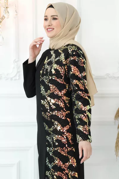 Robe de soirée à paillettes noir