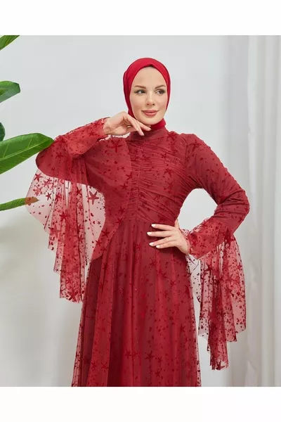 Рукава со звездным рисунком Ассиметричное акцентное вечернее платье