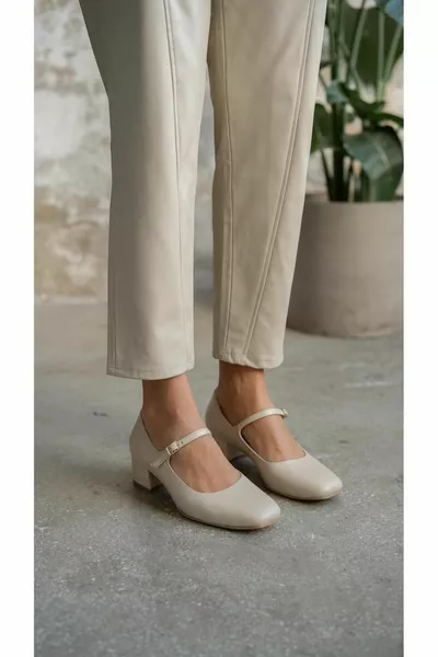 Rubby Beige Genuine Leather Heels