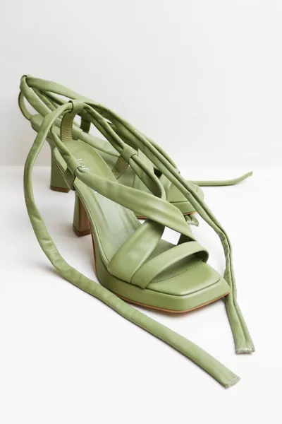 Touw Gedetailleerde Stompe Teen Echt Lederen Kruis Riem Beker Hak Hakken