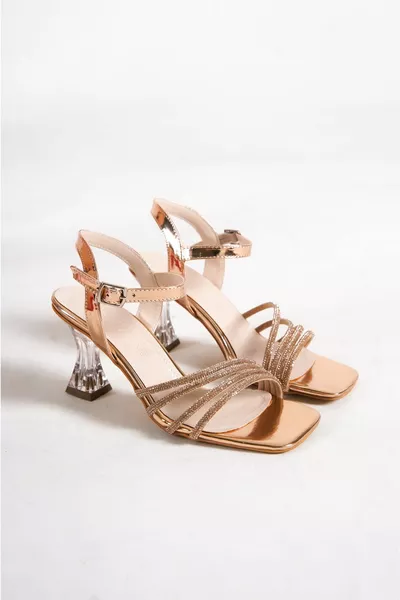 Koperen stenen avondjurkschoenen voor dames 