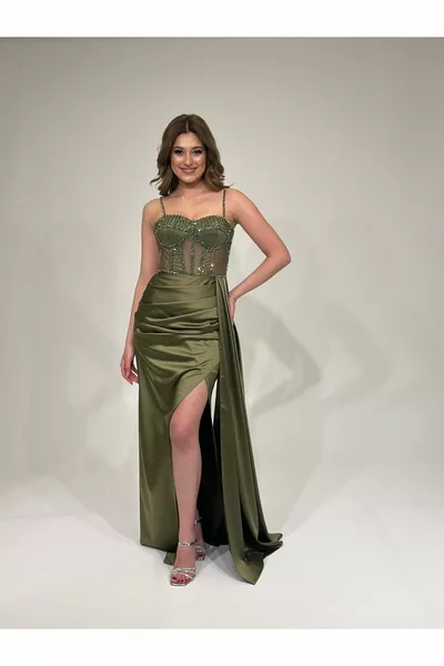 شفاف شق مفصلة الحجر مطرزة مساء اللباس 