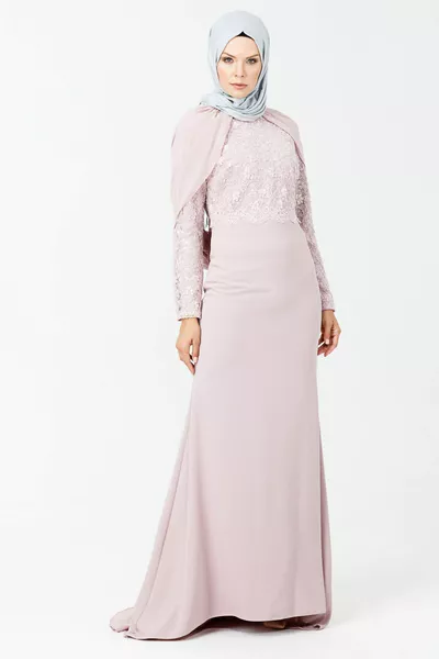 Powder embroidered fish evening dresses 