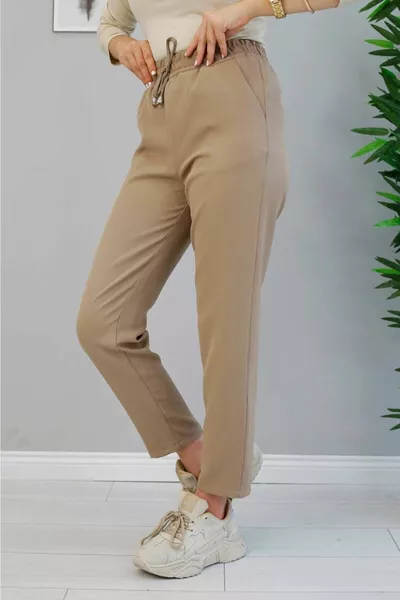 بنطلون مطاطي بطول الكاحل / منك