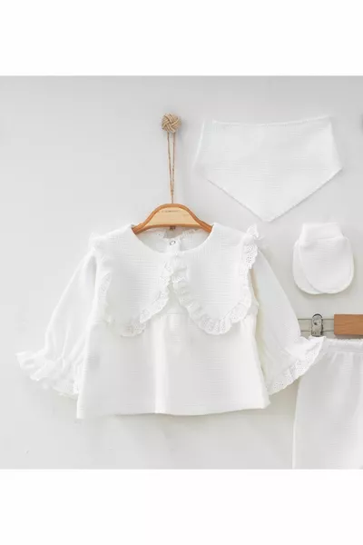 Baby Girl Patient Patient Patient Patient Exit Ecru 5 шт. Набор для новорожденных 0-3 месяцев