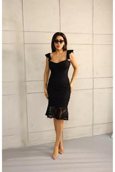 Lace Special Design Black Dress