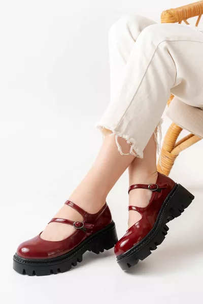  Cuir verni bordeaux Casual semelle haute Mocassins Chaussures