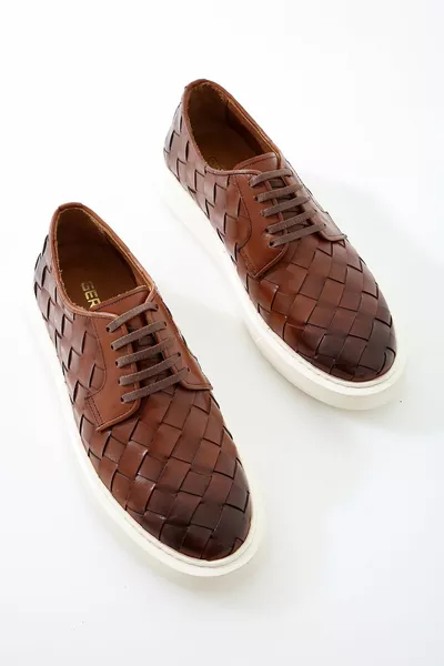 الرجال البني جلد طبيعي أحذية رياضية أحذية رياضية الموسم الجديد