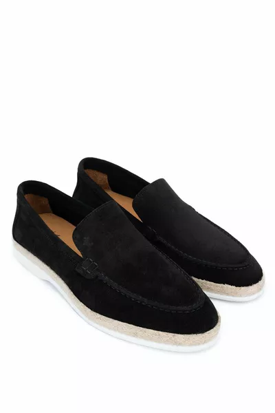 Herren Echtes Leder Schwarze Wildleder Loafer Schuhe