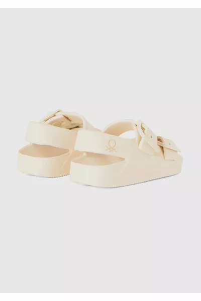 شعار أبيض للأولاد مفصل حزام مزدوج قابل للتعديل صنادل بحزام