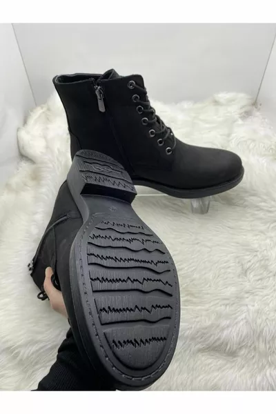 Мъжки черни пощенски ботуши с гребен от истинска кожа от набук ()