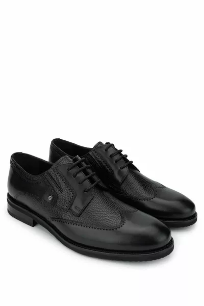 أحذية رجالية جلدية سوداء عادية