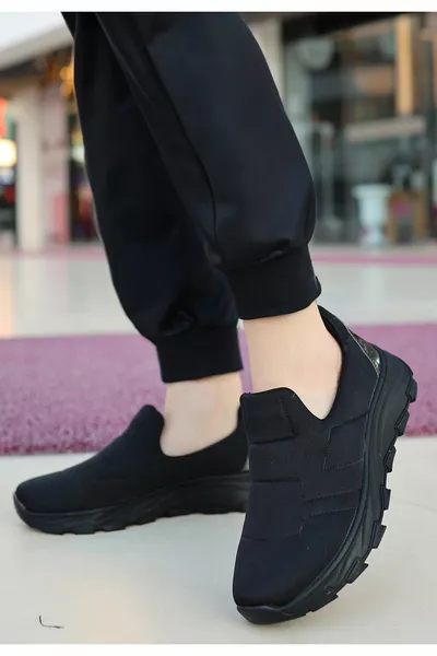 Черни стреч черни маратонки с подметка Alya Black