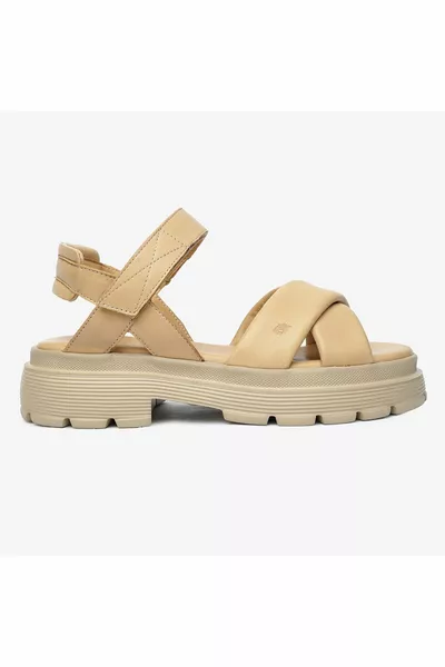 Sandales en cuir véritable nude pour femmes 