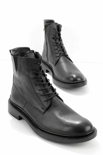 أحذية رجالية جلد طبيعي أسود وحذاء 