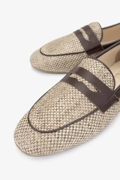 Topy Damen Braune Loaferschuhe aus Leder und Textil